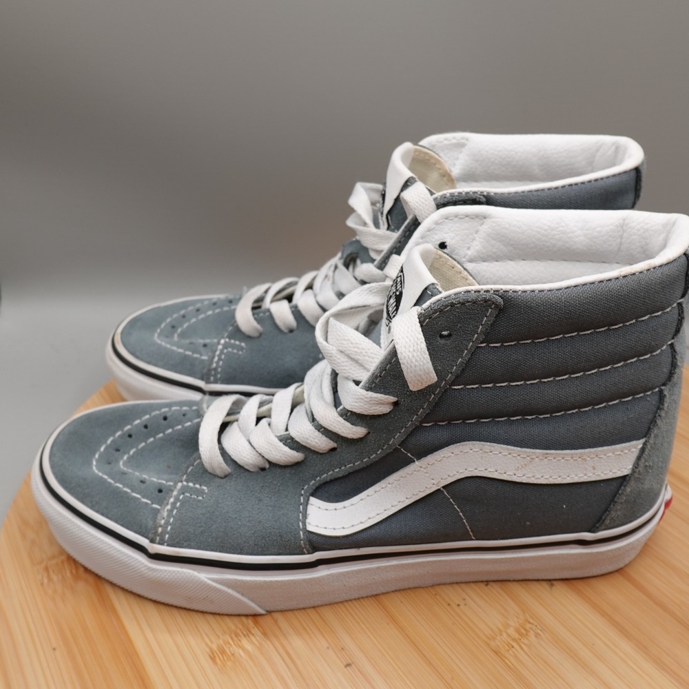 Vans Sk8 hi Boys 5 Women's 6.5 Gray &‎ White Model 507698 Skateboard MinFlaw